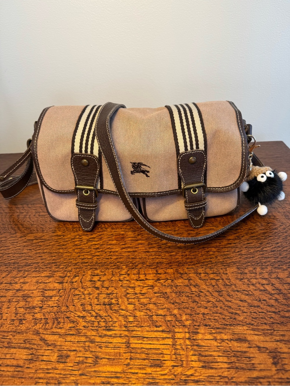 Burberry Vintage Blue Label Canvas/Leather Messenger Bag